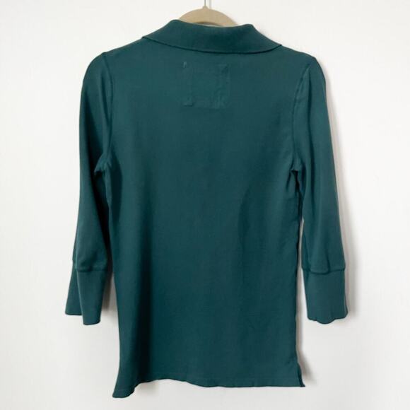American Eagle AE Eagle Polo Teal Womens Large 3/4 Sleeve Y2K Fitted - Picture 5 of 11
